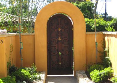 Stained and glazed custom entry door, faux glazed walls, Montecito, CA
