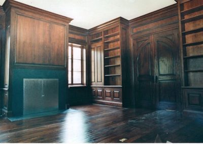 Custom cherry wood library (distressed, stained, and glazed), Montecito, CA